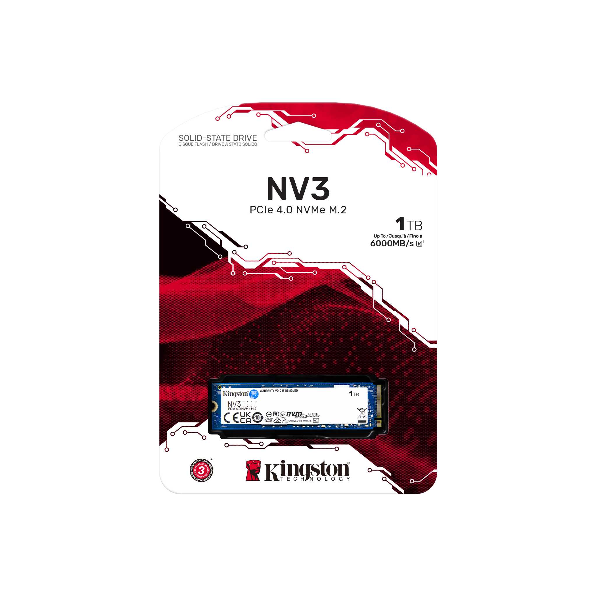 ALMACENAMIENTO DISCO SOLIDO SSD NVME KINGSTON 1TB NV3 PCIE 4.0 M.2 SNV3S/1000G