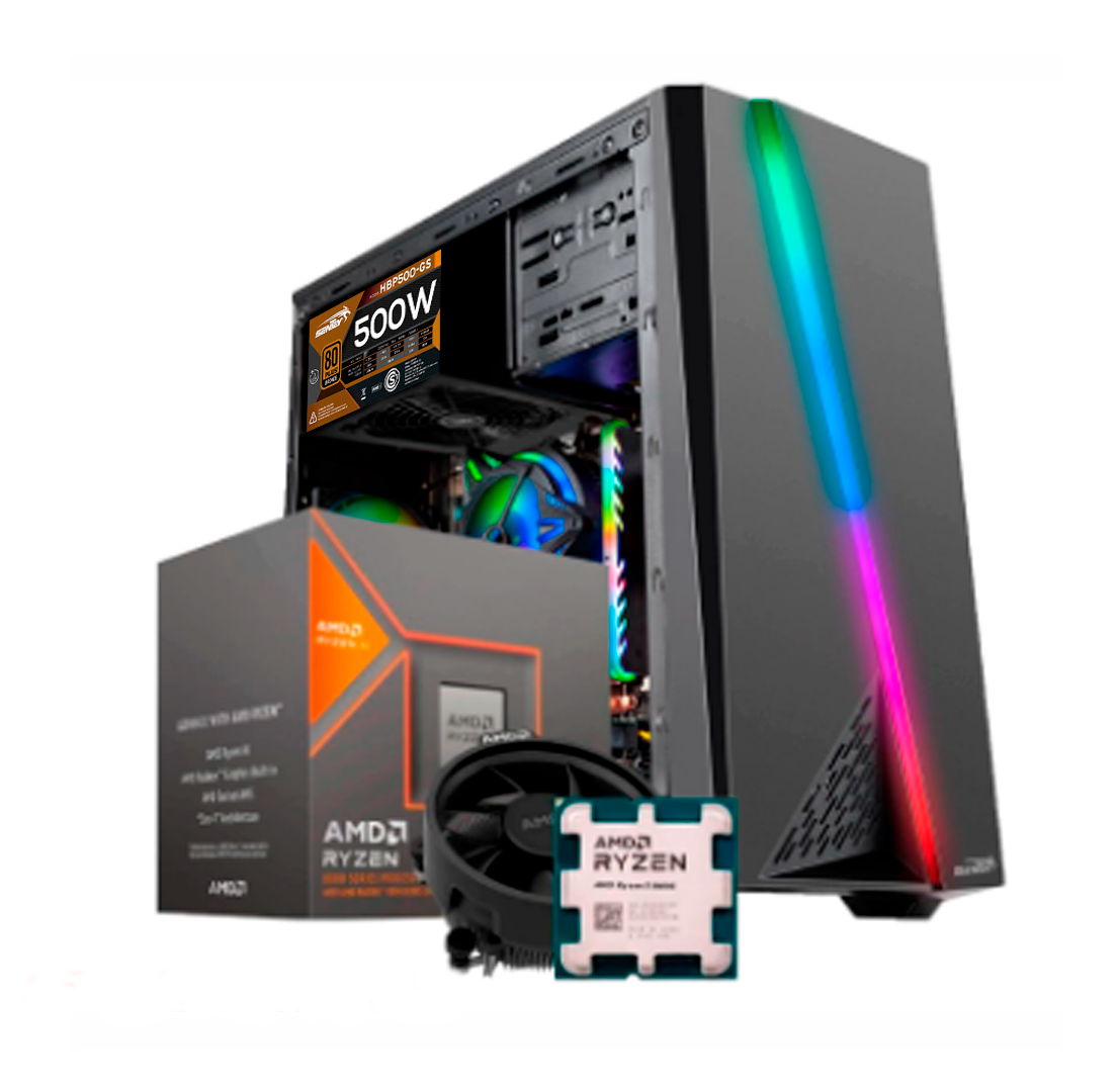 PC GAMER  AM5 RYZEN 5 8600G + 16GB RAM DDR5 + B650 + SSD 480GB + SENTEY F10