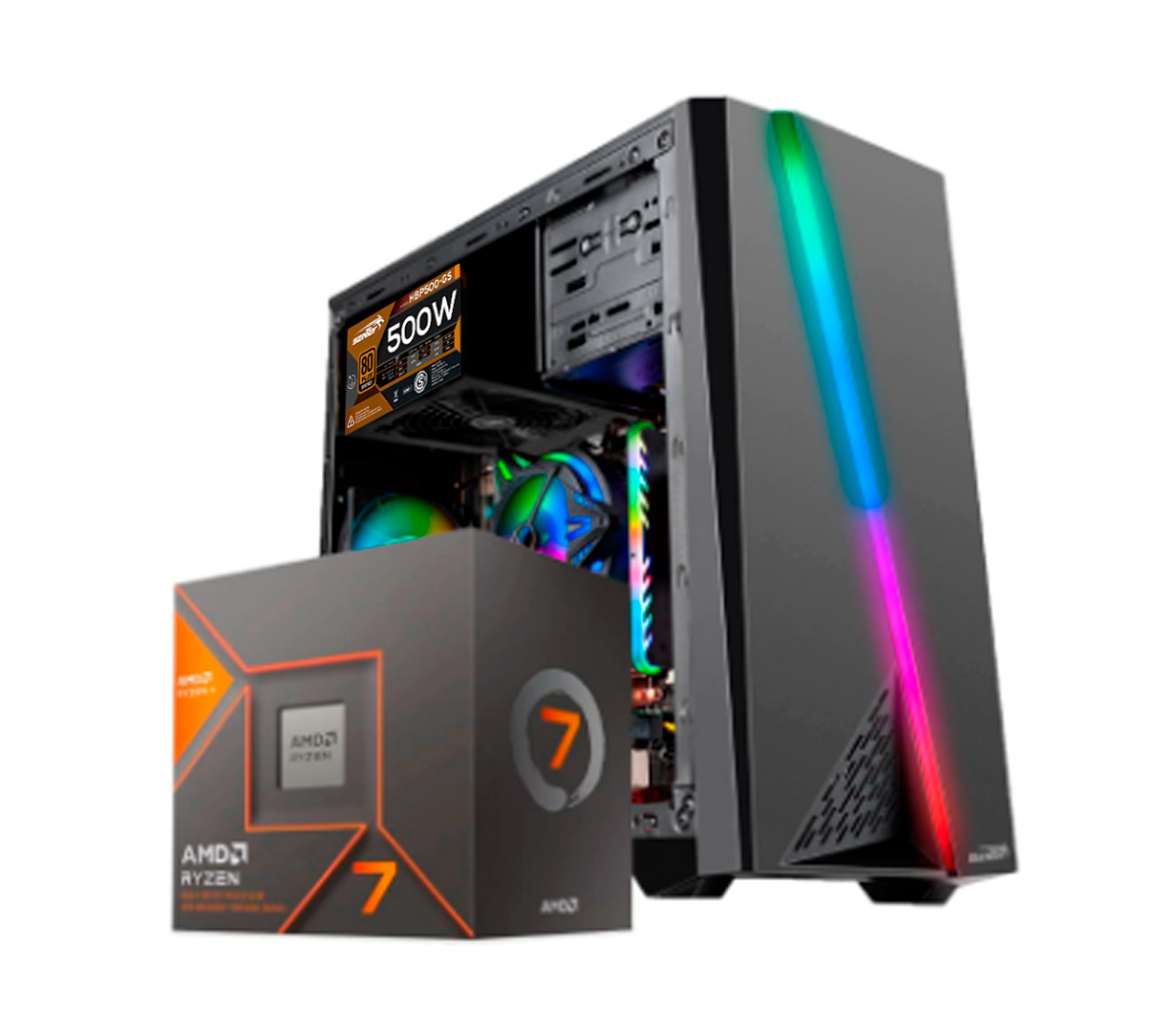 PC GAMER AM5 RYZEN 7 8700G + 16GB RAM DDR5 + B650 + SSD 480GB + SENTEY F10