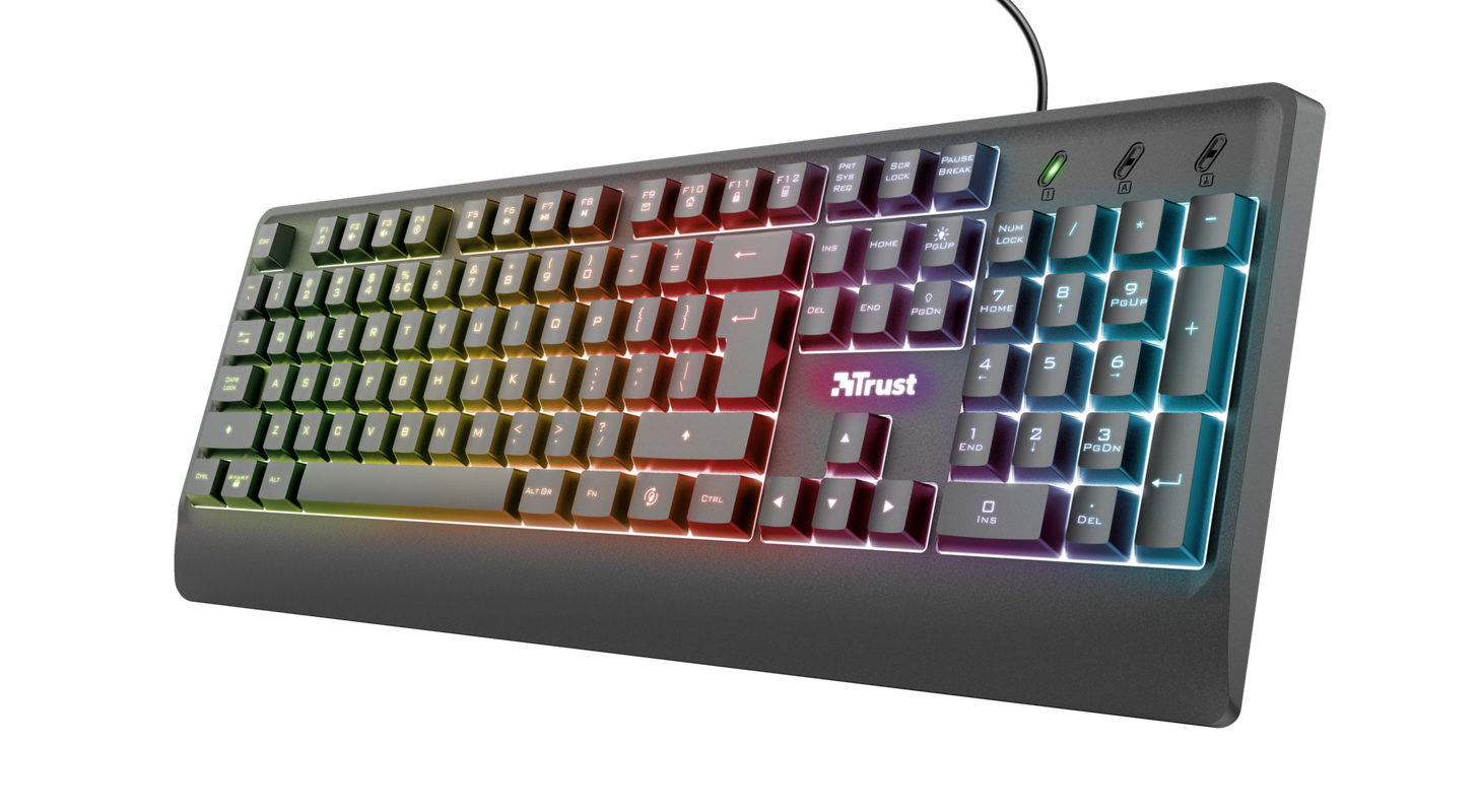 Teclado Trust ZIVA ES  GAMER   Español    negro con luz rainbow