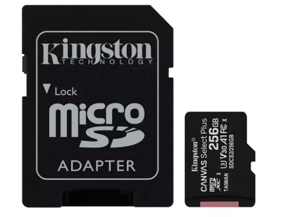 MicroSD KINGSTON 256GB c/Adap Clase 10 UHS-I (U1) 100MB/s Canvas Plus