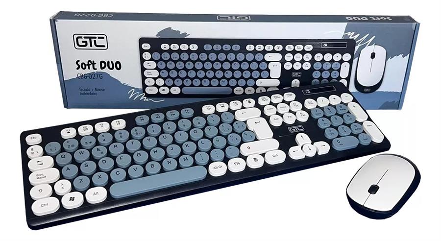 COMBO INALAMBRICO MOUSE TECLADO GTC SOFT DUO 104 TECLAS PLUG & PLAY GREY CBG-027G