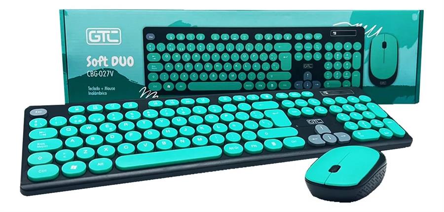 COMBO INALAMBRICO MOUSE TECLADO GTC SOFT DUO 104 TECLAS PLUG & PLAY MINT CBG-027V