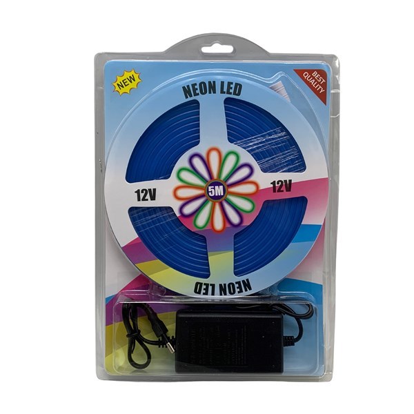 Kit Manguera Luz Neón 5 Mts + Fuente Azul