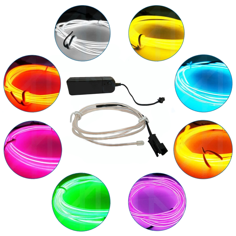 Hilo De Neón Led (el Wire) Con Inverter 3v Tuning 3 Metros Naranja