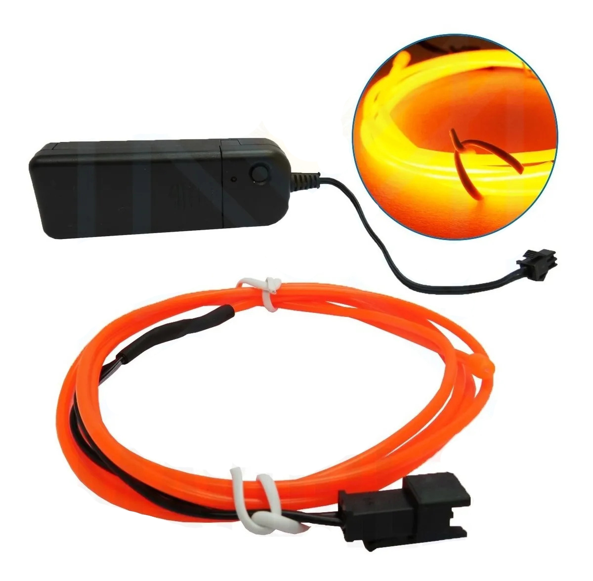 Hilo De Neón Led (el Wire) Con Inverter 3v Tuning 3 Metros Naranja