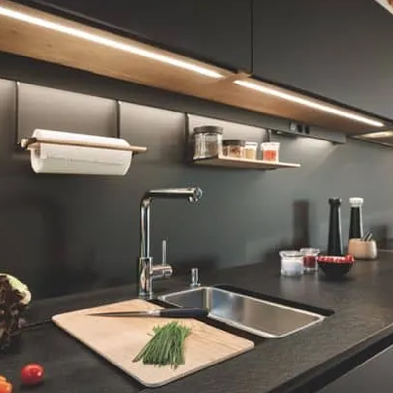 Perfil Aluminio Bajo Mesada Led 220V 0.5m Alta Potencia Blanco Frío