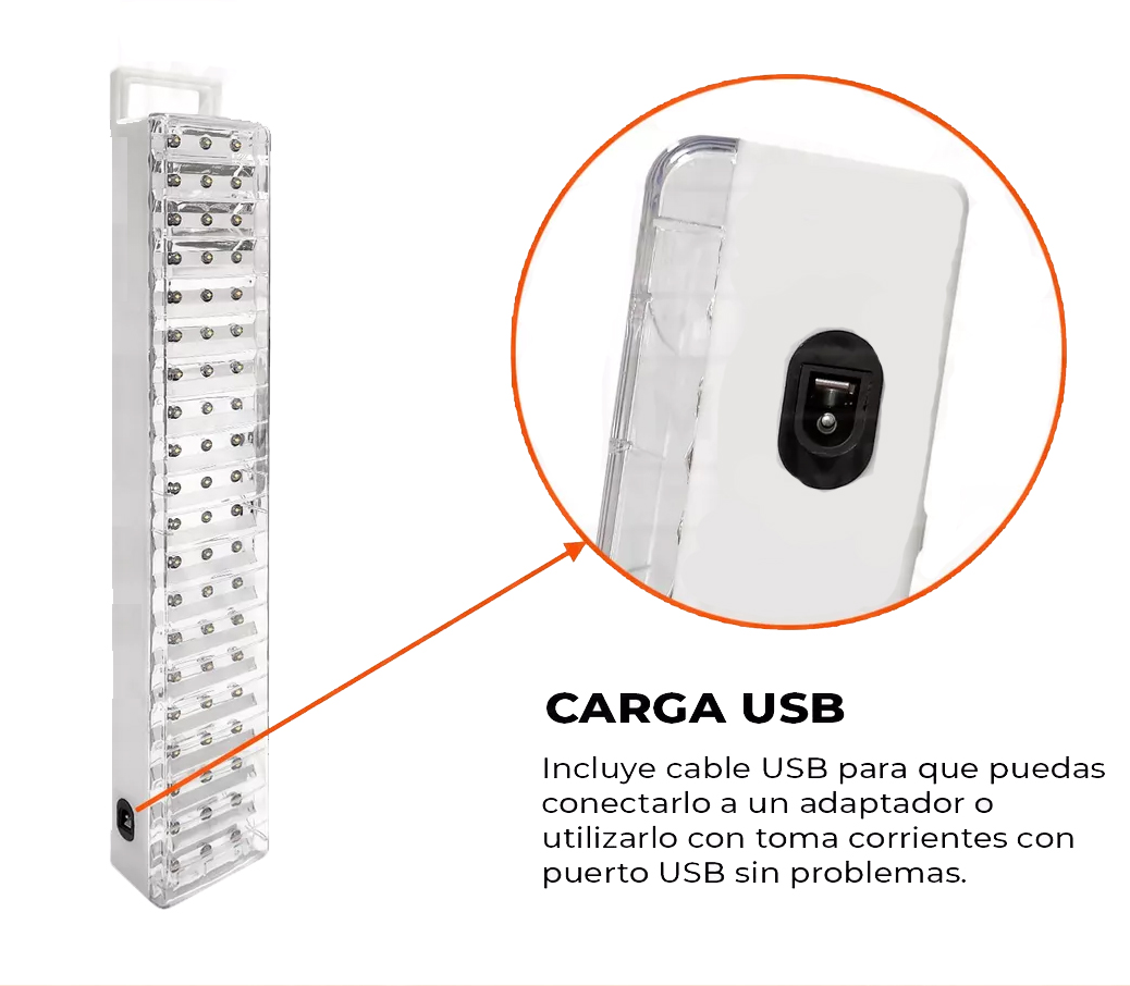 Luces Luz De Emergencia 60 Leds Recargable Con Cable Usb