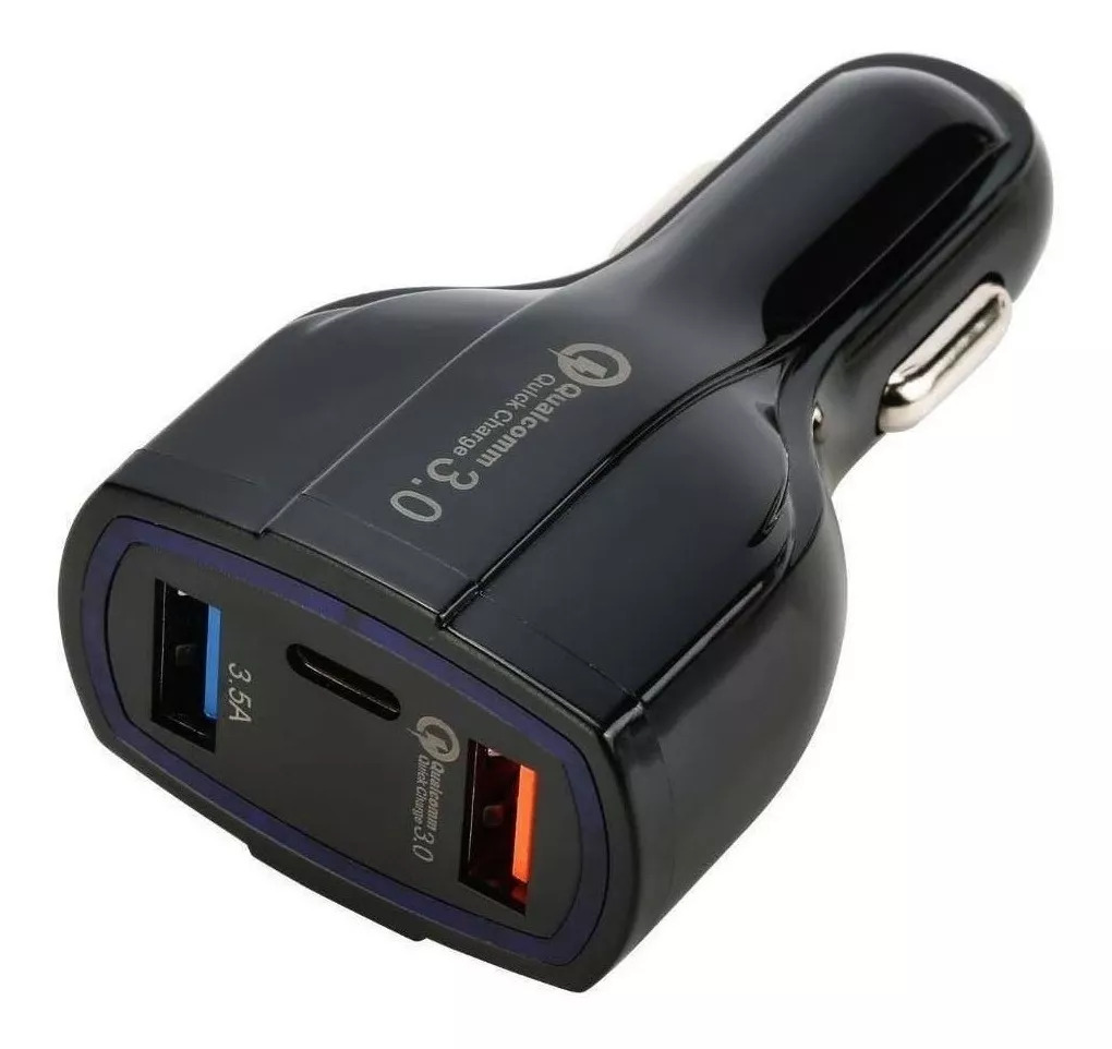Cargador Rápido Para Auto 2 Usb + 1 Tipo C 12v 7.6a Kosmo