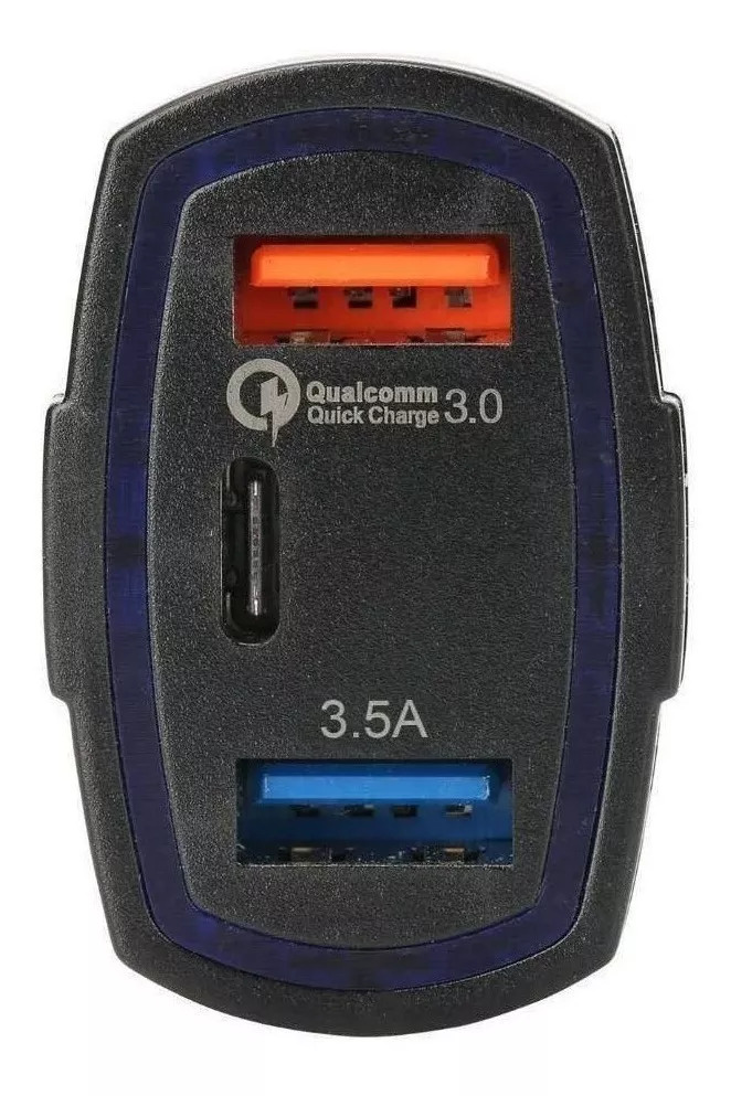 Cargador Rápido Para Auto 2 Usb + 1 Tipo C 12v 7.6a Kosmo