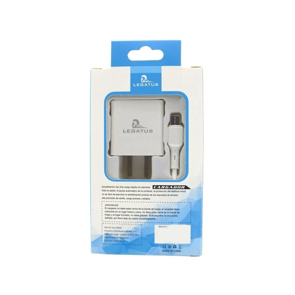 Cargador Celular Carga Rápida 4.8 A 2 Puertos USB + Cable Desmontable Tipo C RC5004800B