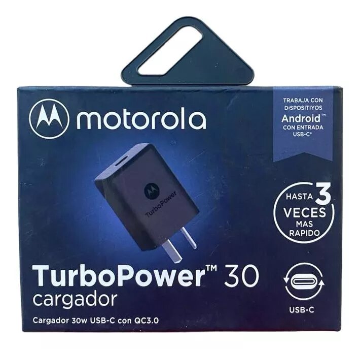 Cargador Motorola Turbo Power 30W Entrada Tipo C 30 W Color Black