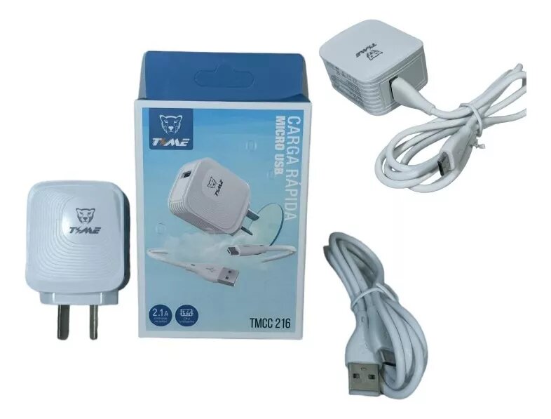 Cargador 2.1 Micro USB Carga rápida + Cable Micro USB Desmontable Time TMCC 216