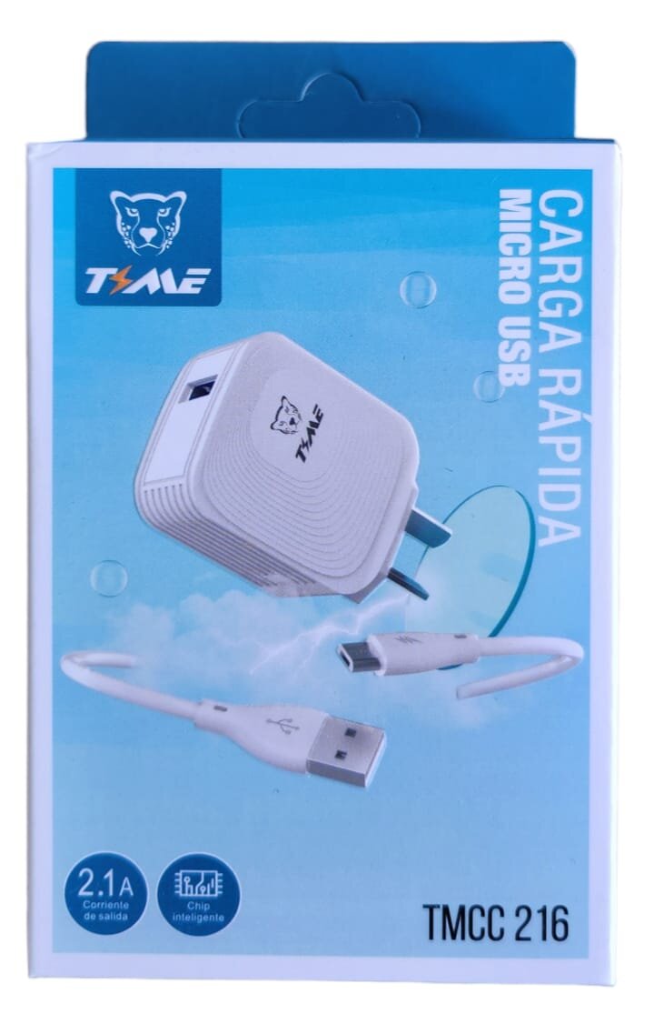 Cargador 2.1 Micro USB Carga rápida + Cable Micro USB Desmontable Time TMCC 216